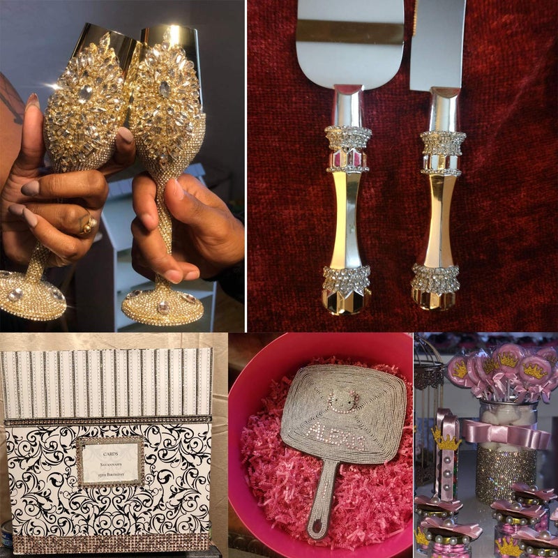 yueton 11 Yards 2MM Crystal Rhinestone Close Chain Trimming Claw Chain Jewelry Crafts DIY (Gold) - Image 5